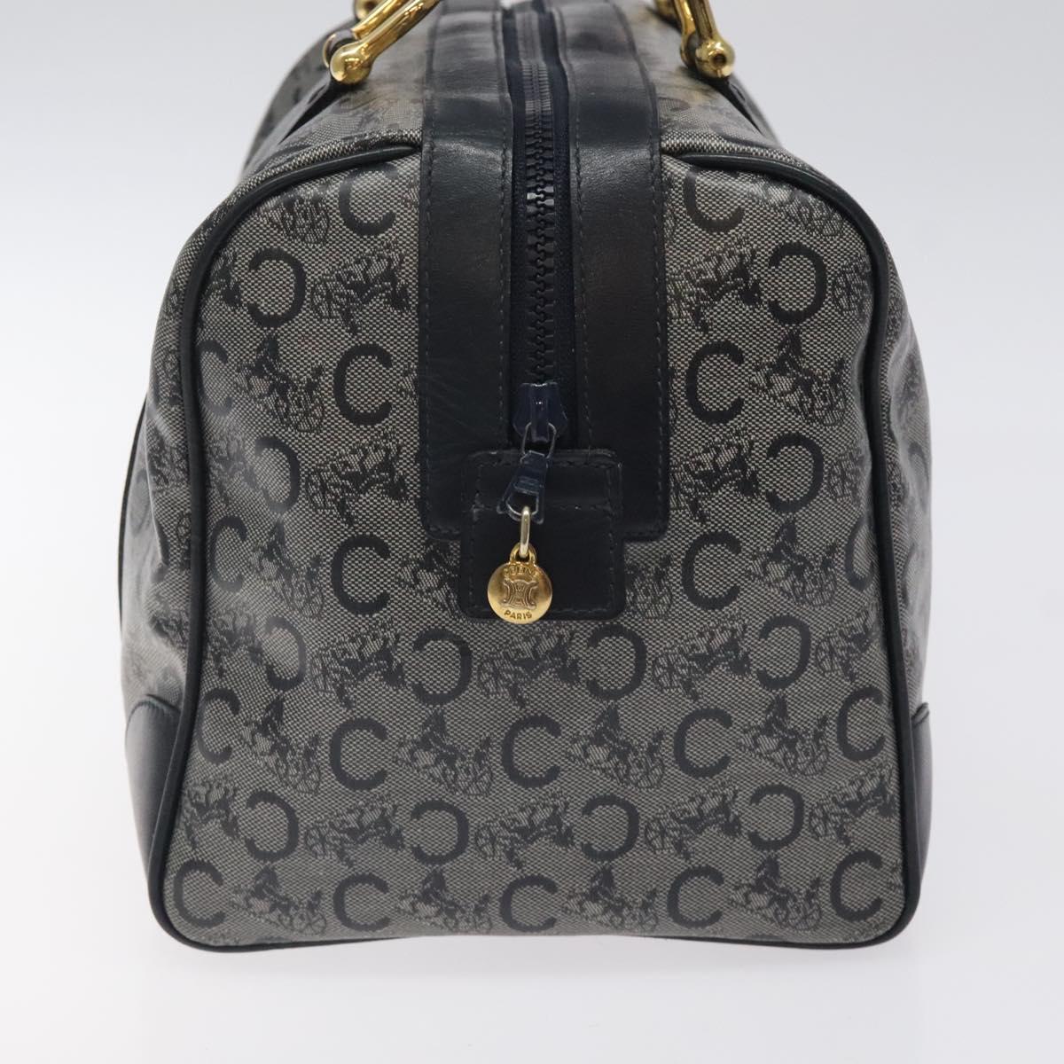 CELINE C Sulky Hand Bag Coated Canvas Navy Gold Auth gh070