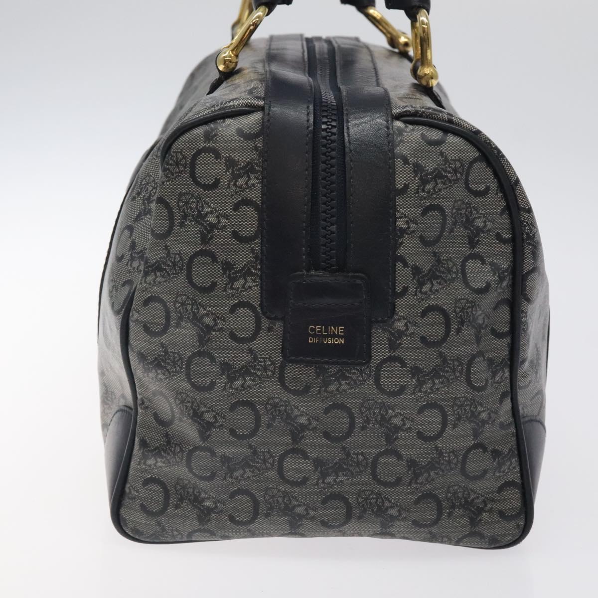 CELINE C Sulky Hand Bag Coated Canvas Navy Gold Auth gh070