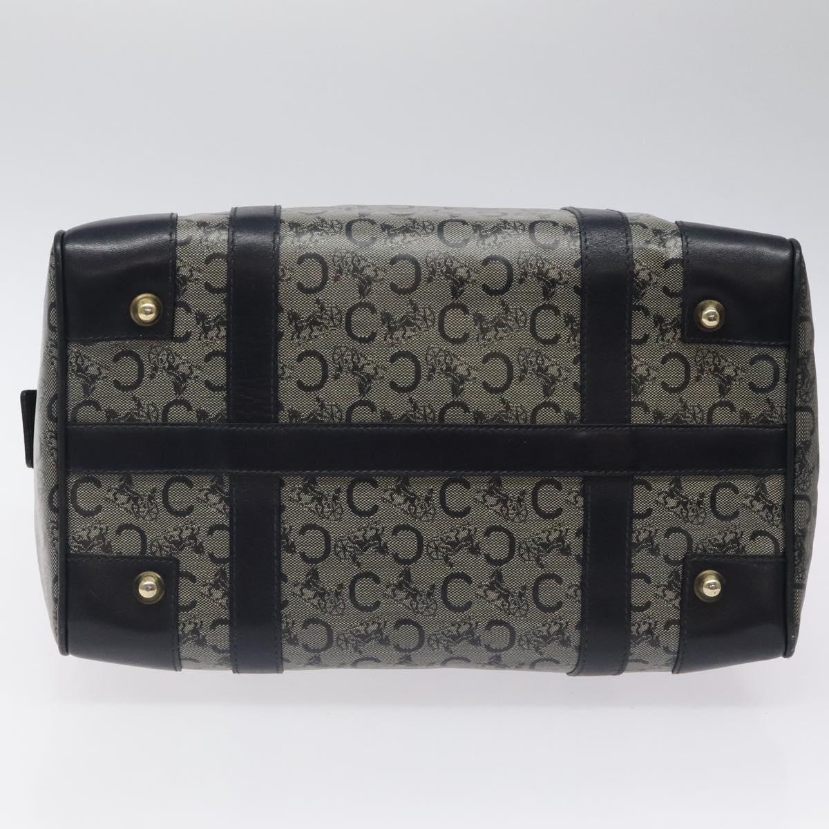 CELINE C Sulky Hand Bag Coated Canvas Navy Gold Auth gh070