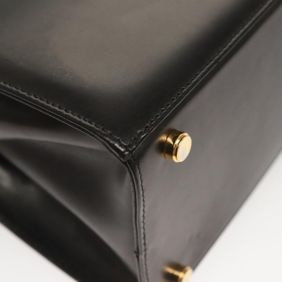 Salvatore Ferragamo Vala Hand Bag Leather 2way Black Gold Auth gh079