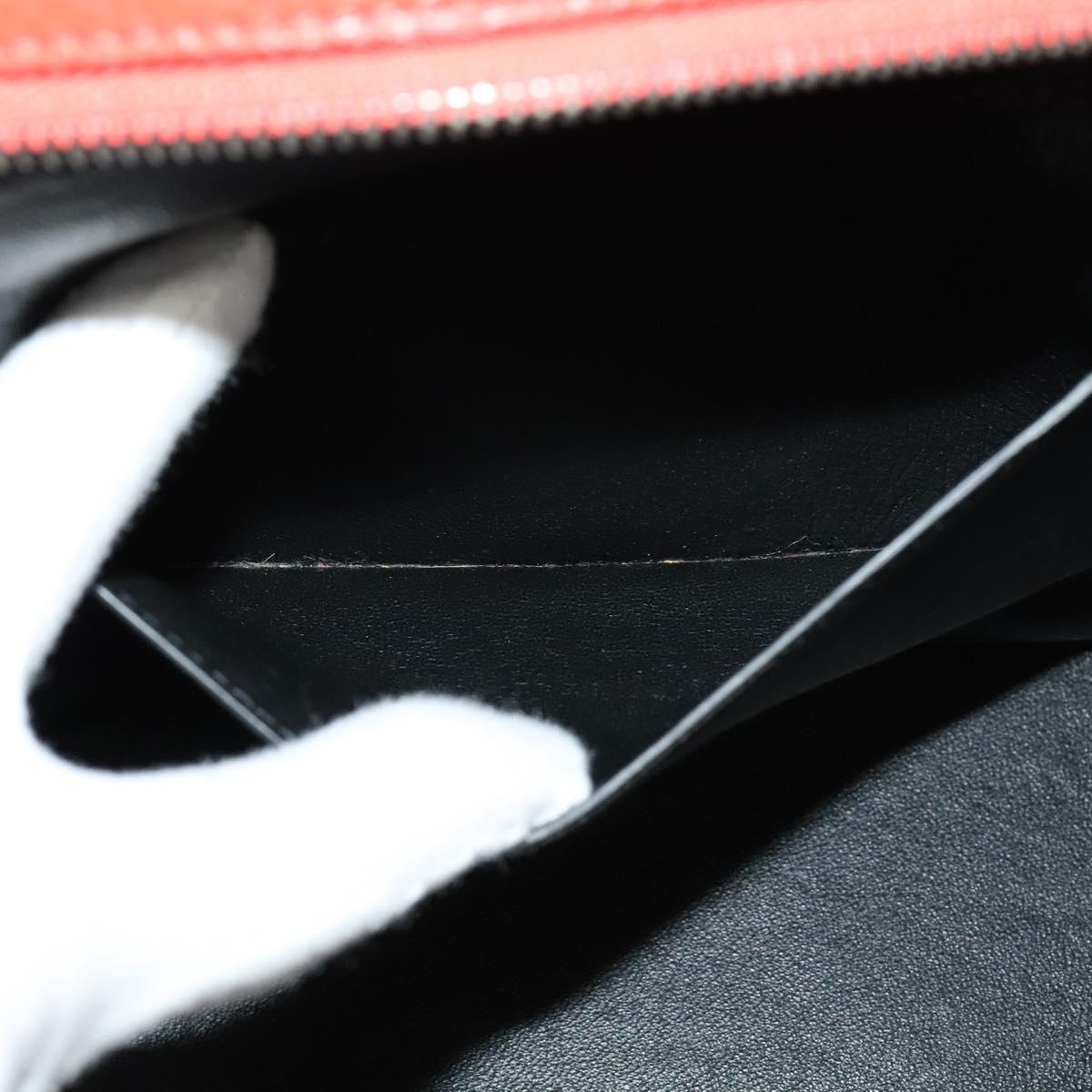 CELINE Trapeze Medium Hand Bag Suede Leather 2way Red Silver Auth gh084