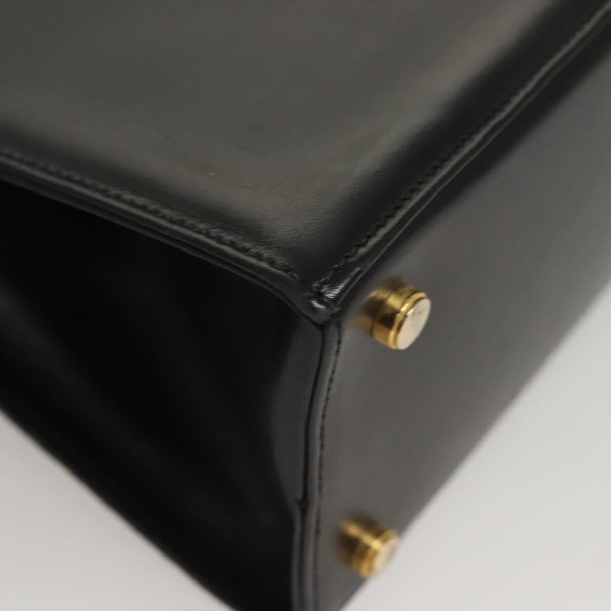 Salvatore Ferragamo Vala Hand Bag Leather 2way Black Gold Auth gh088