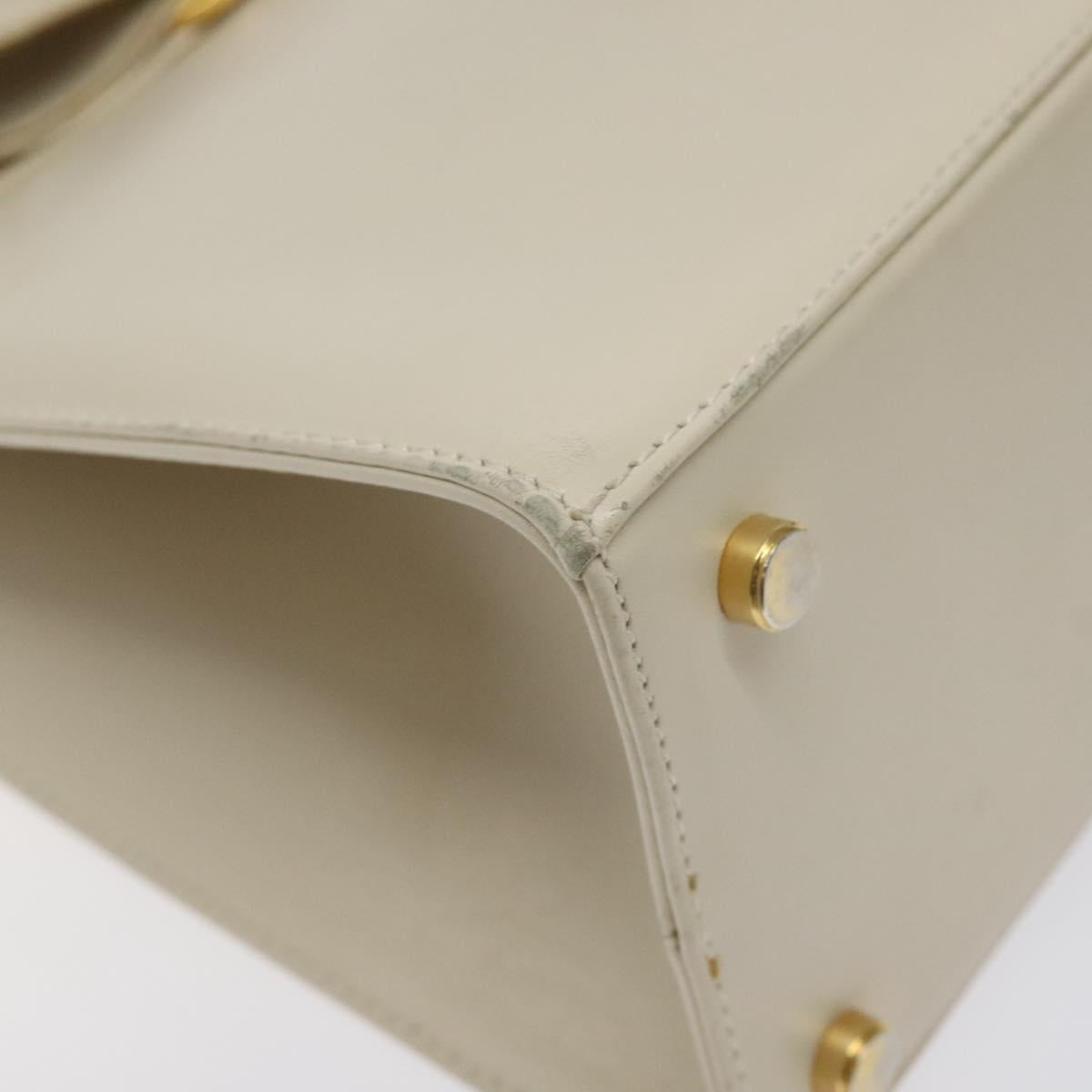 Salvatore Ferragamo Vala Hand Bag Leather Beige Gold Auth gh089