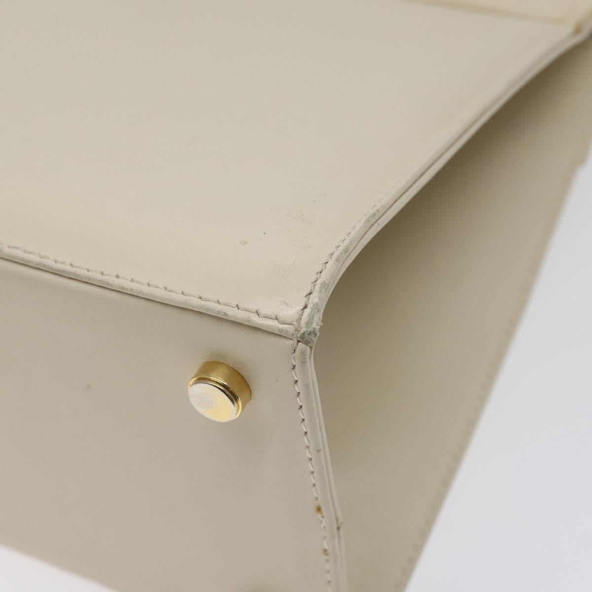 Salvatore Ferragamo Vala Hand Bag Leather Beige Gold Auth gh089