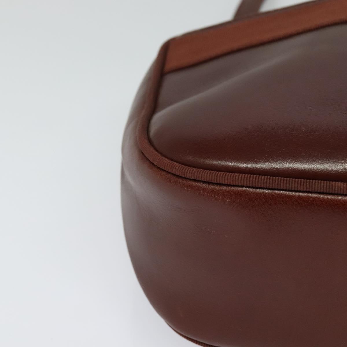 Salvatore Ferragamo Vala Shoulder Bag Leather Brown Gold Auth gh091