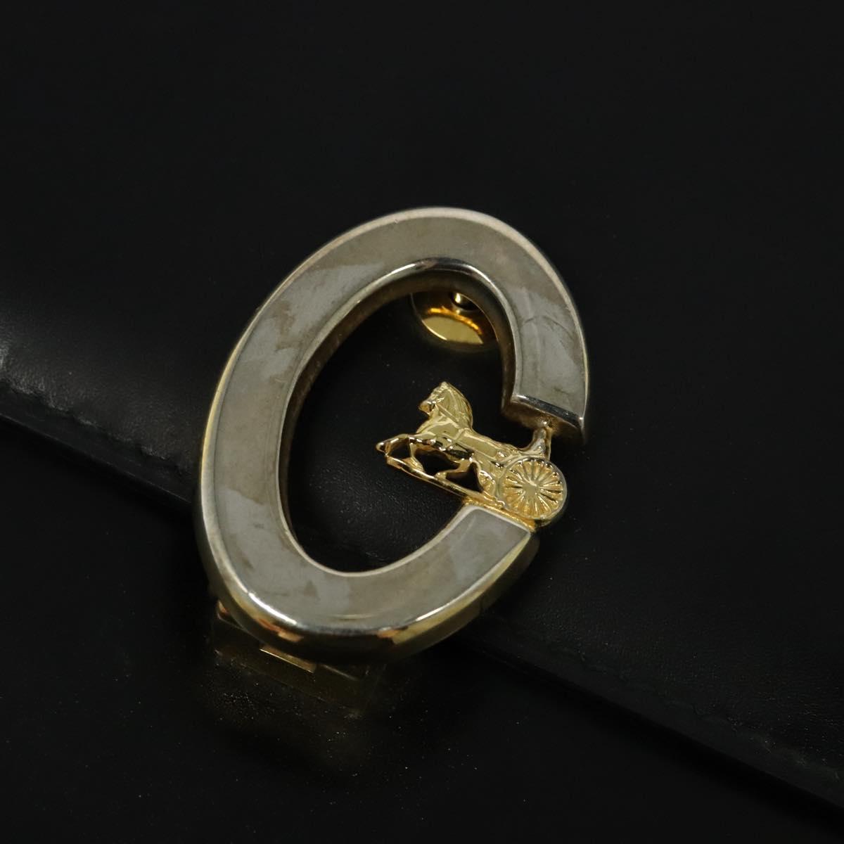 CELINE Shoulder Bag Leather Black Gold Auth gh092