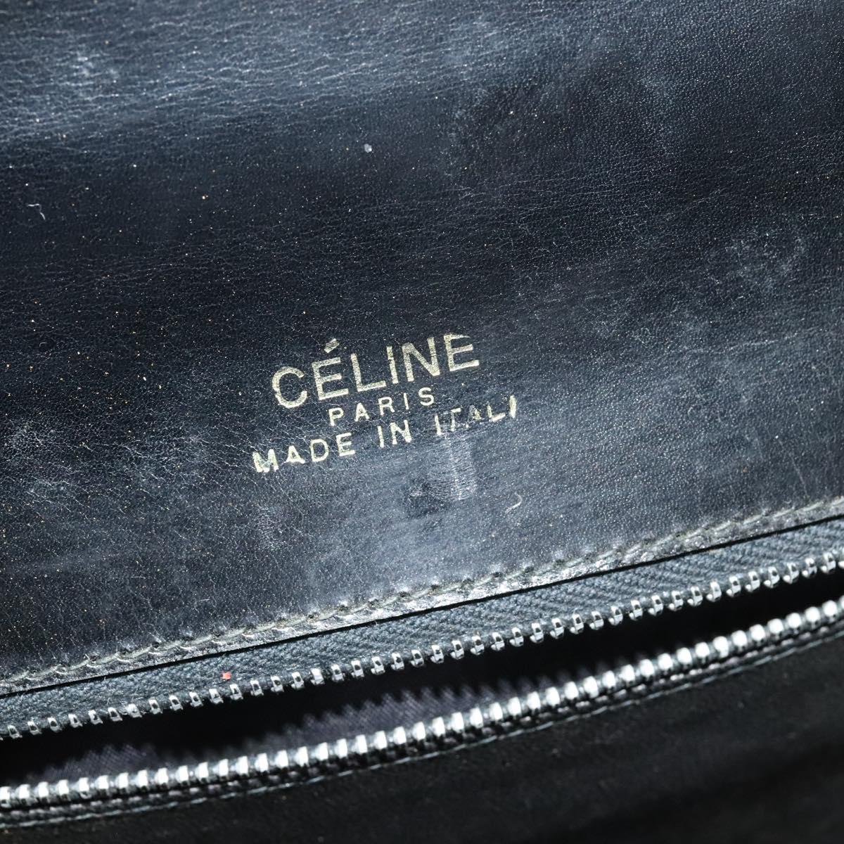 CELINE Shoulder Bag Leather Black Gold Auth gh092