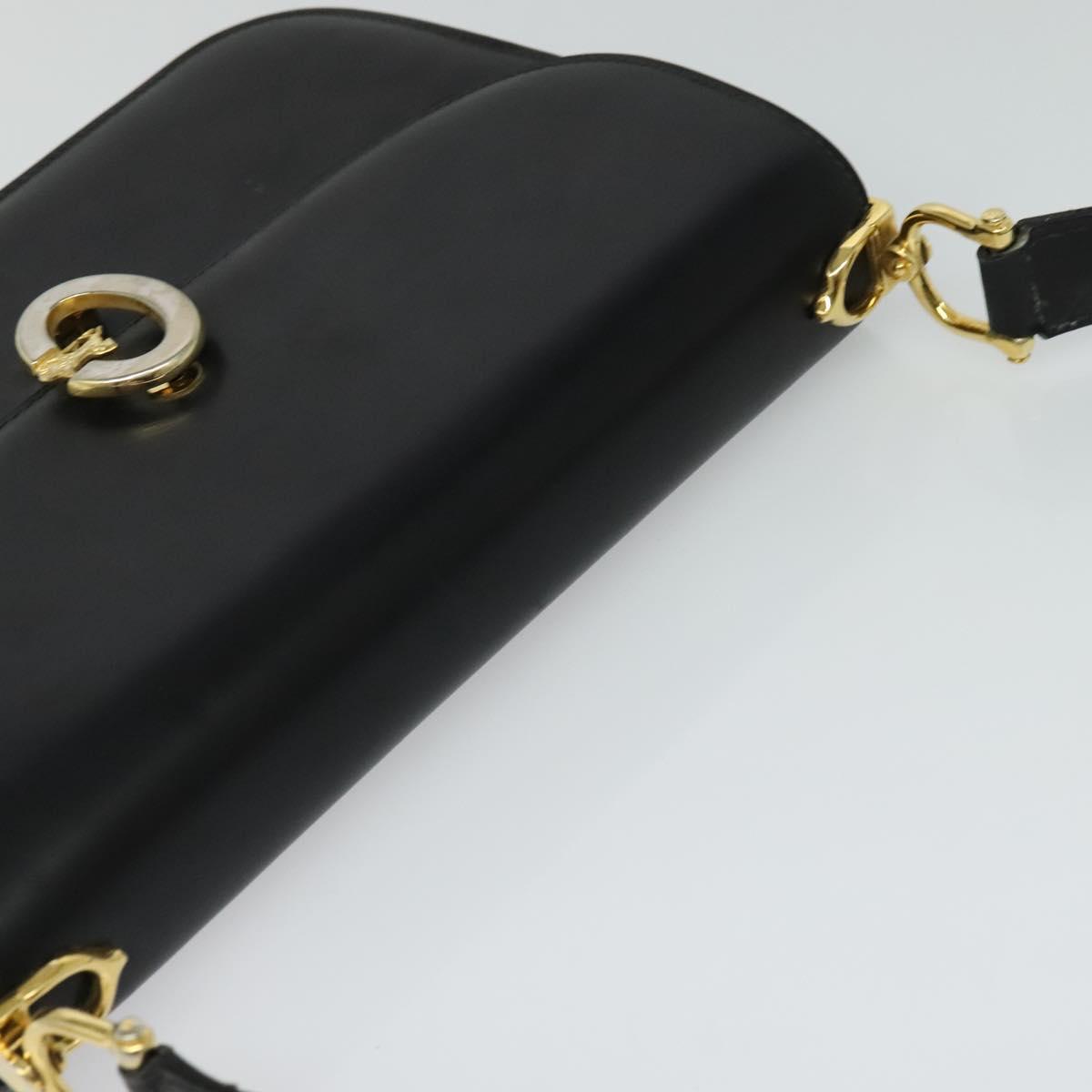 CELINE Shoulder Bag Leather Black Gold Auth gh092