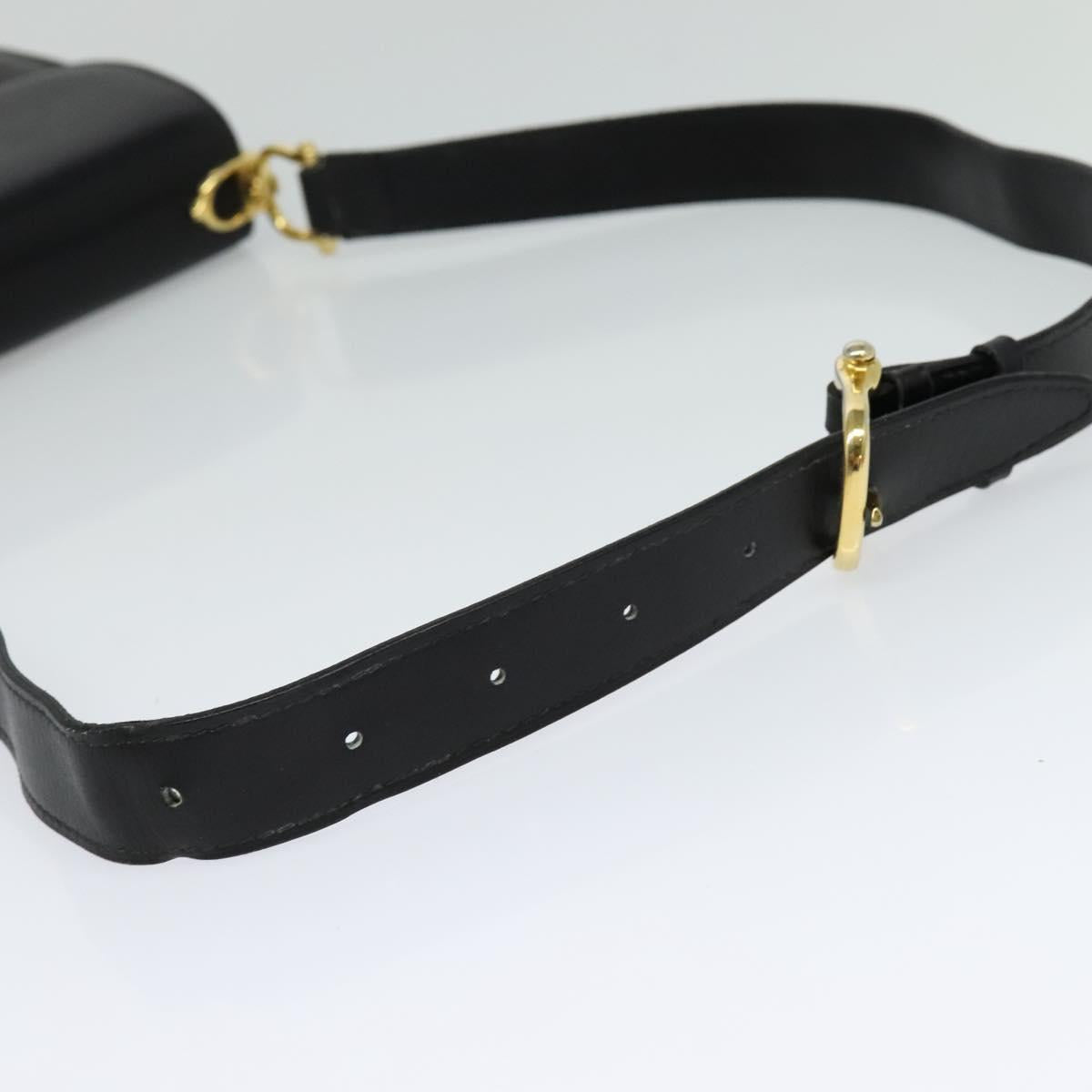 CELINE Shoulder Bag Leather Black Gold Auth gh092