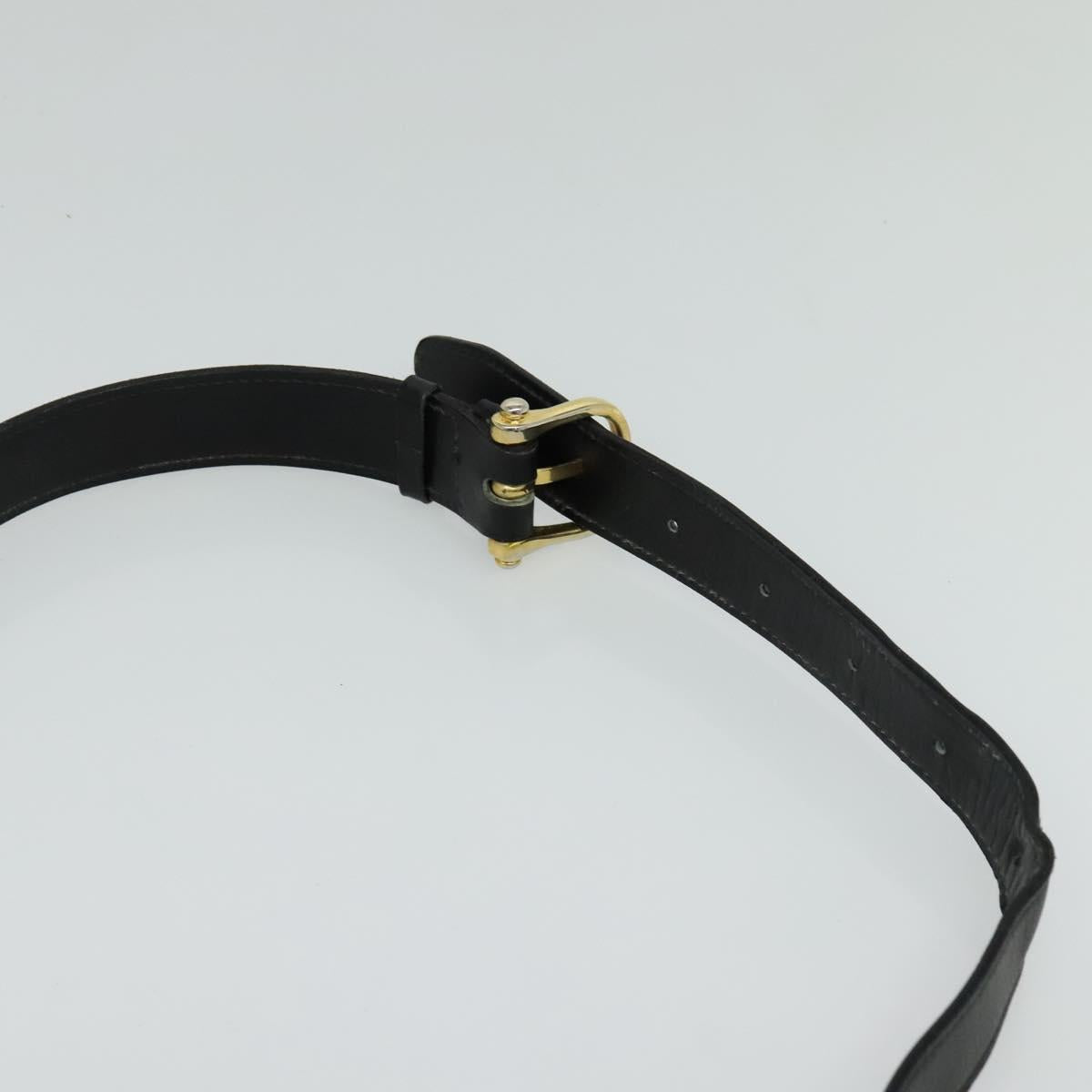 CELINE Shoulder Bag Leather Black Gold Auth gh092