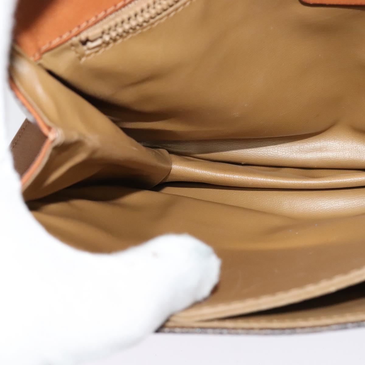 CELINE Macadam Canvas Shoulder Bag PVC Leather Brown Gold Auth gh093