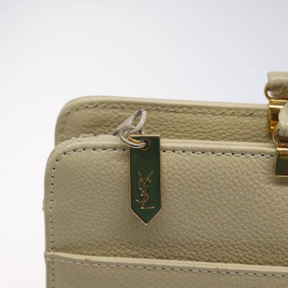 SAINT LAURENT Hand Bag Leather Gold Beige Auth gh097