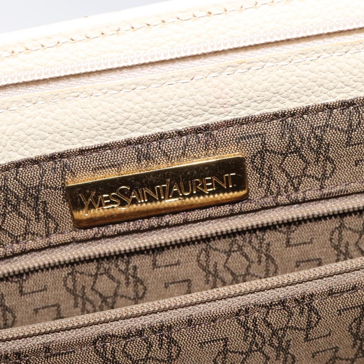 SAINT LAURENT Hand Bag Leather Gold Beige Auth gh097