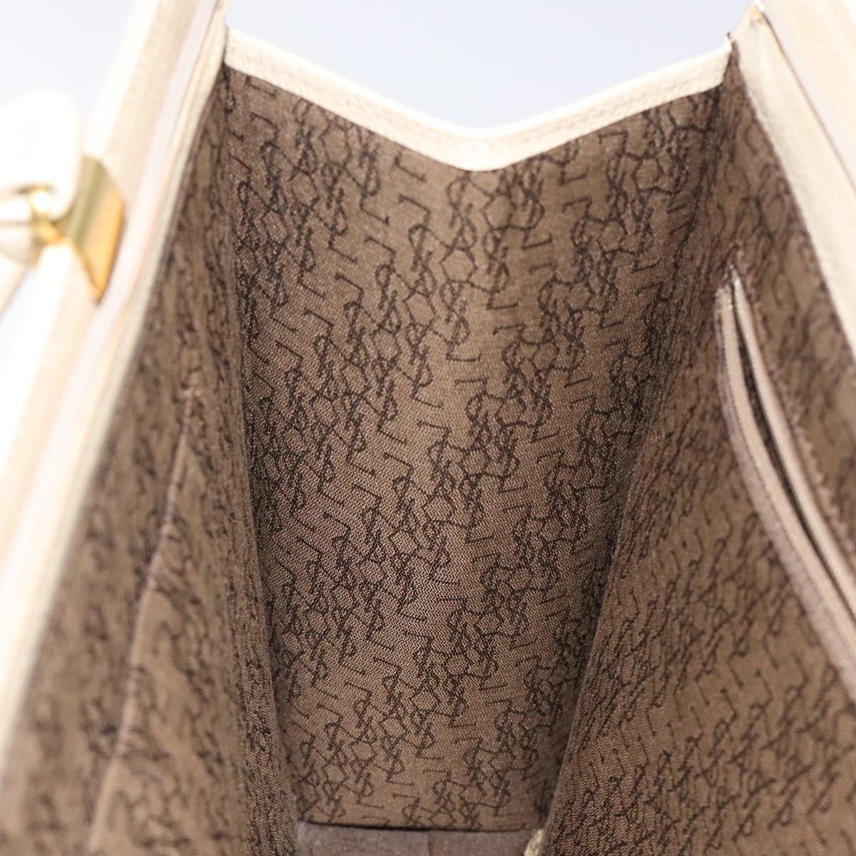 SAINT LAURENT Hand Bag Leather Gold Beige Auth gh097