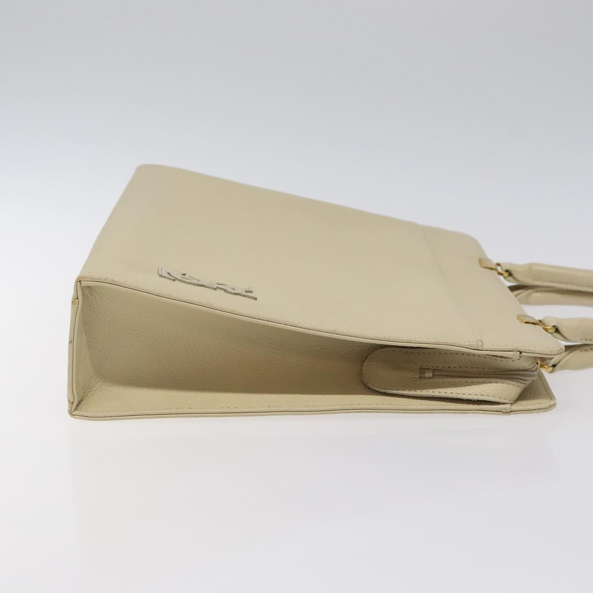 SAINT LAURENT Hand Bag Leather Gold Beige Auth gh097