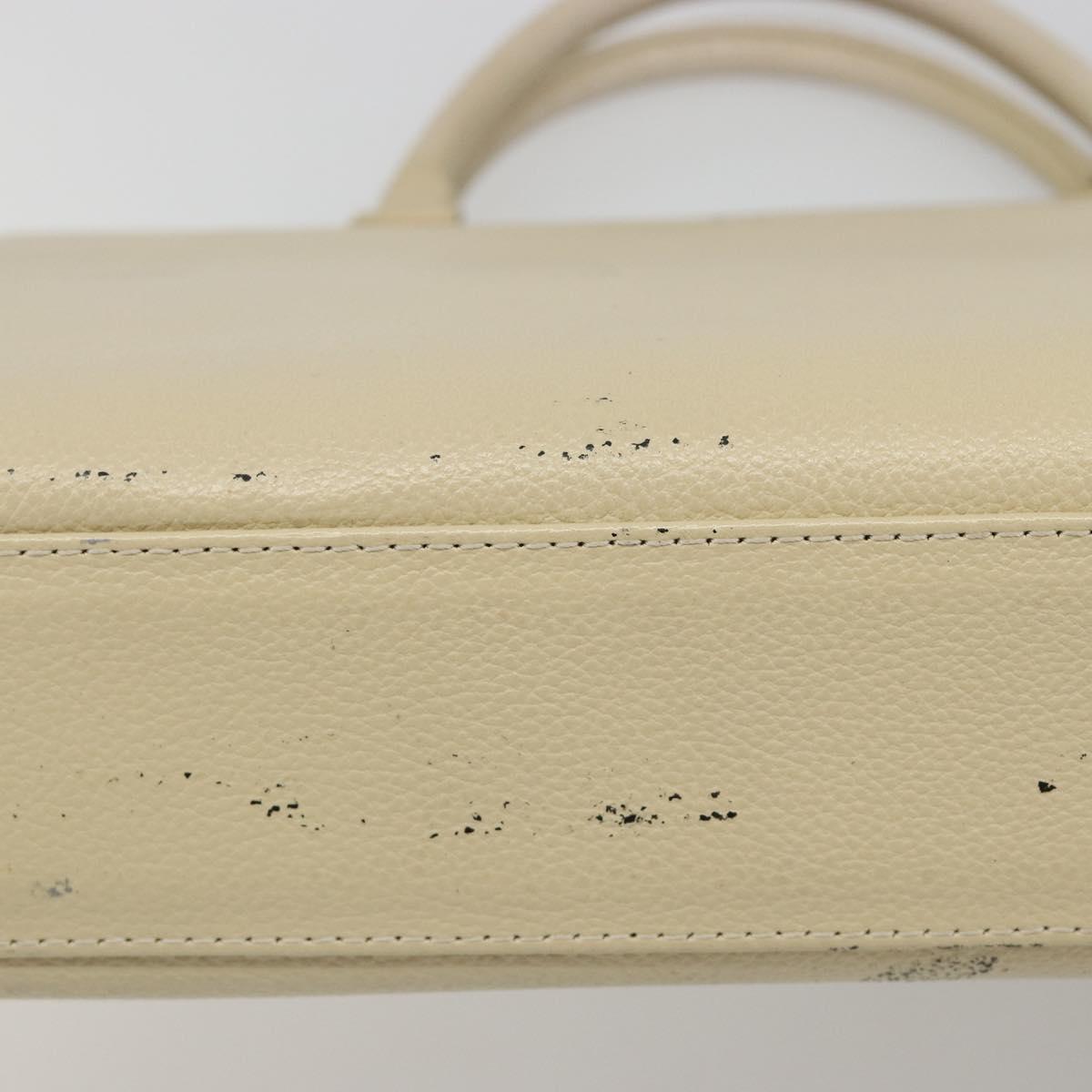 SAINT LAURENT Hand Bag Leather Gold Beige Auth gh097A