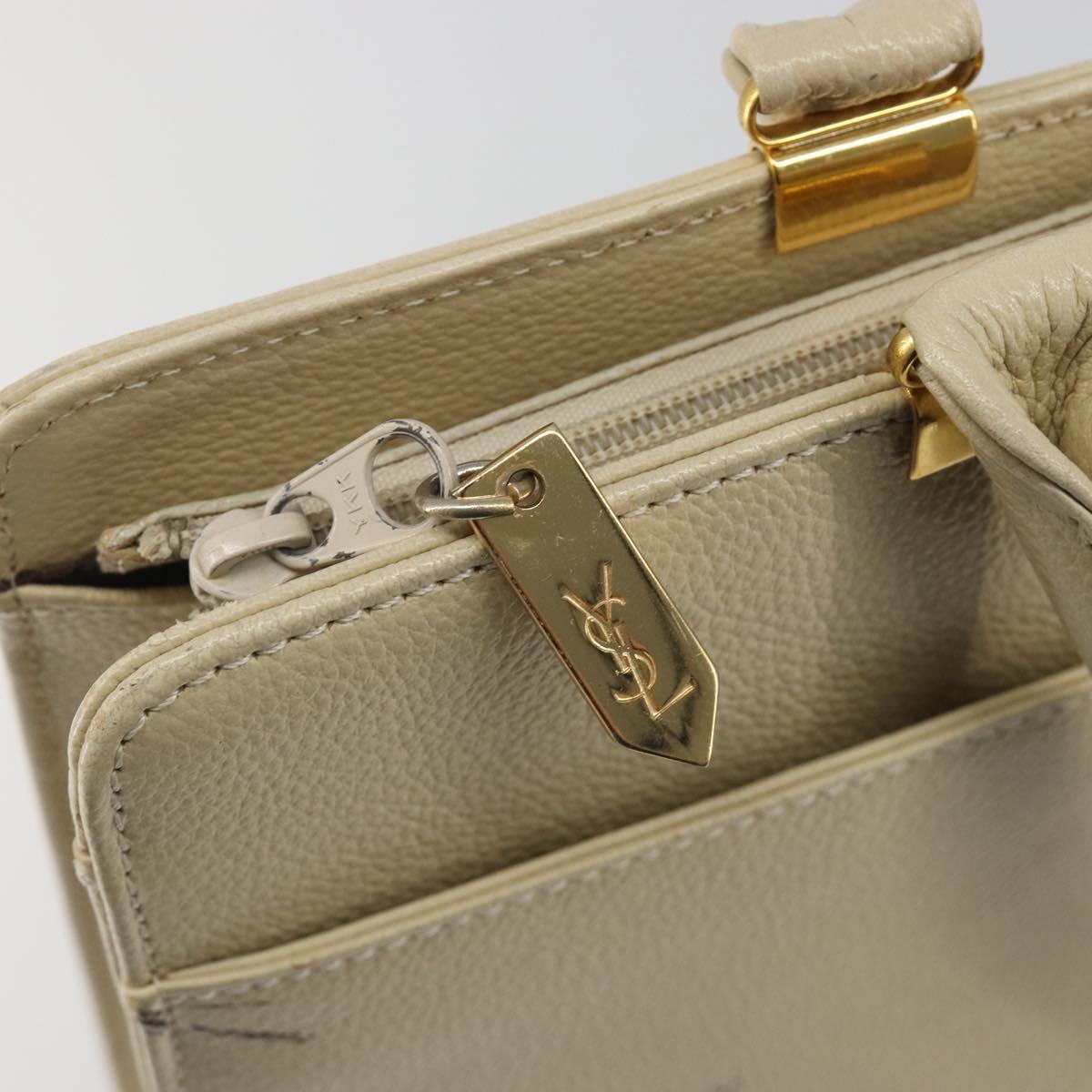 SAINT LAURENT Hand Bag Leather Gold Beige Auth gh097A