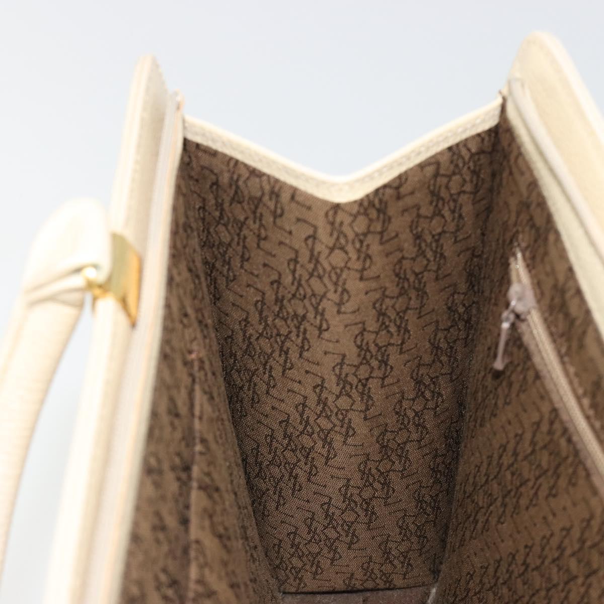 SAINT LAURENT Hand Bag Leather Gold Beige Auth gh097A