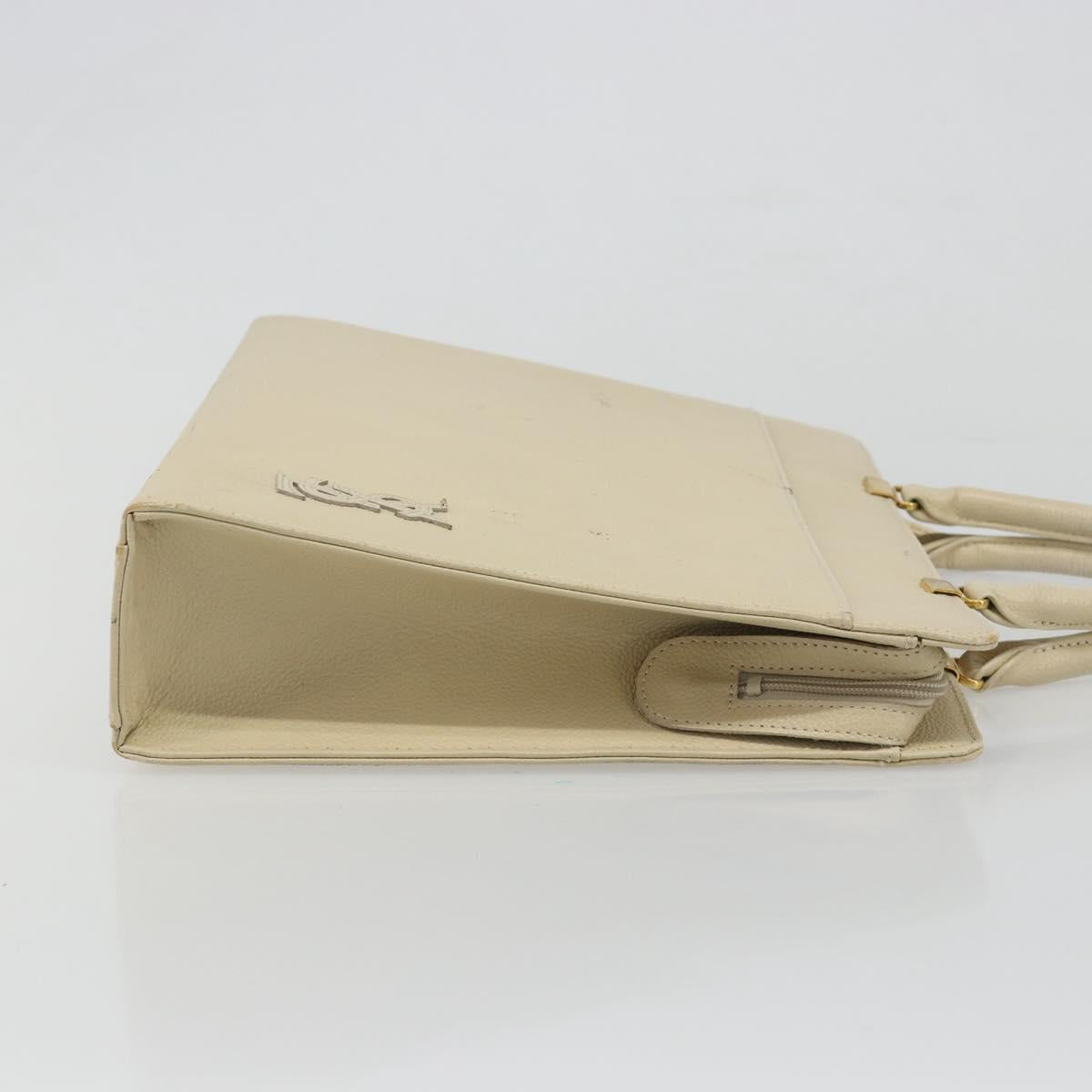 SAINT LAURENT Hand Bag Leather Gold Beige Auth gh097A