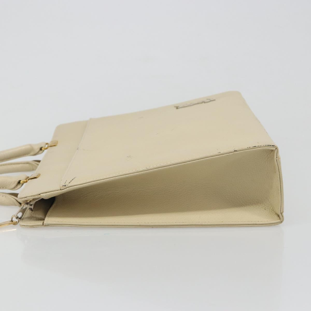 SAINT LAURENT Hand Bag Leather Gold Beige Auth gh097A