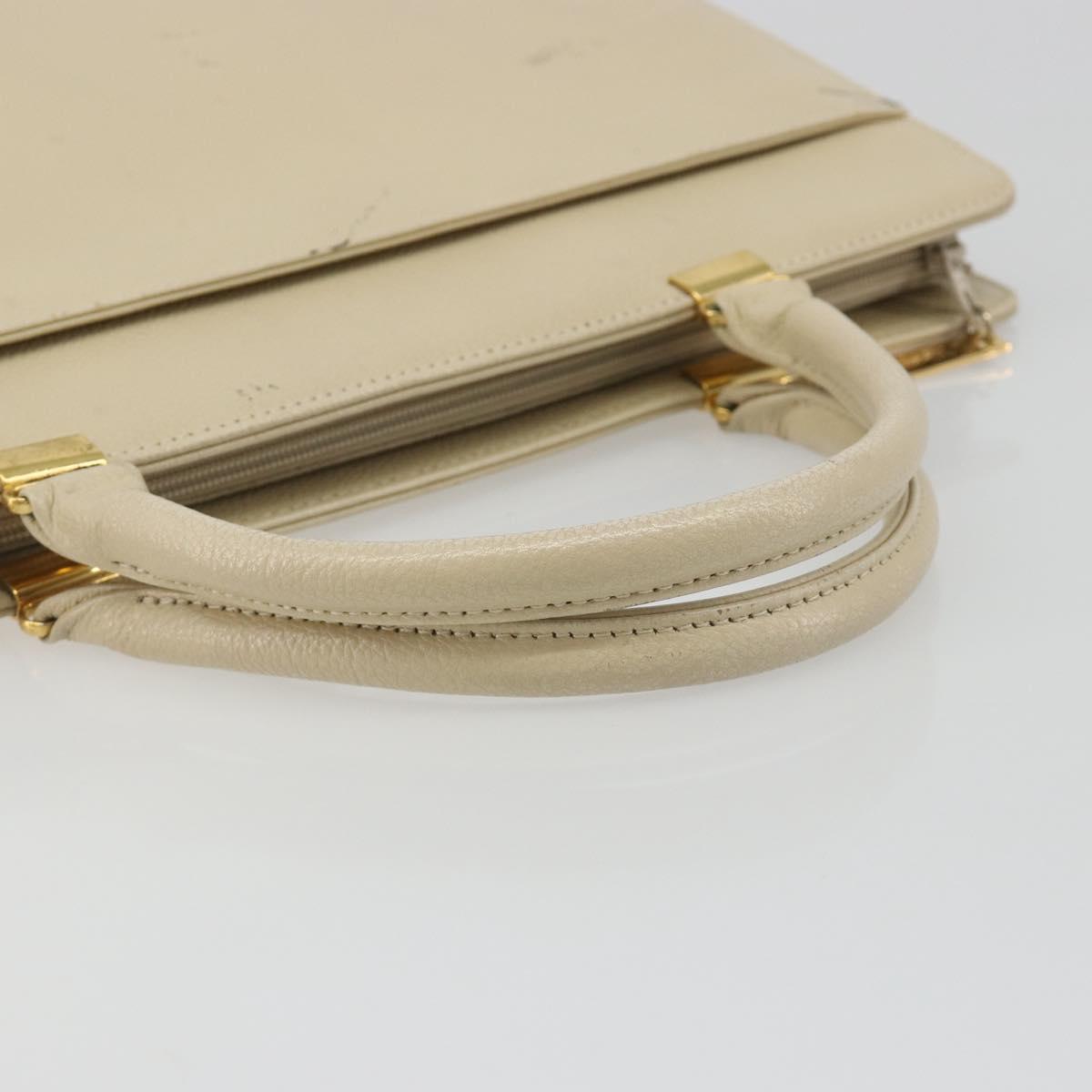 SAINT LAURENT Hand Bag Leather Gold Beige Auth gh097A