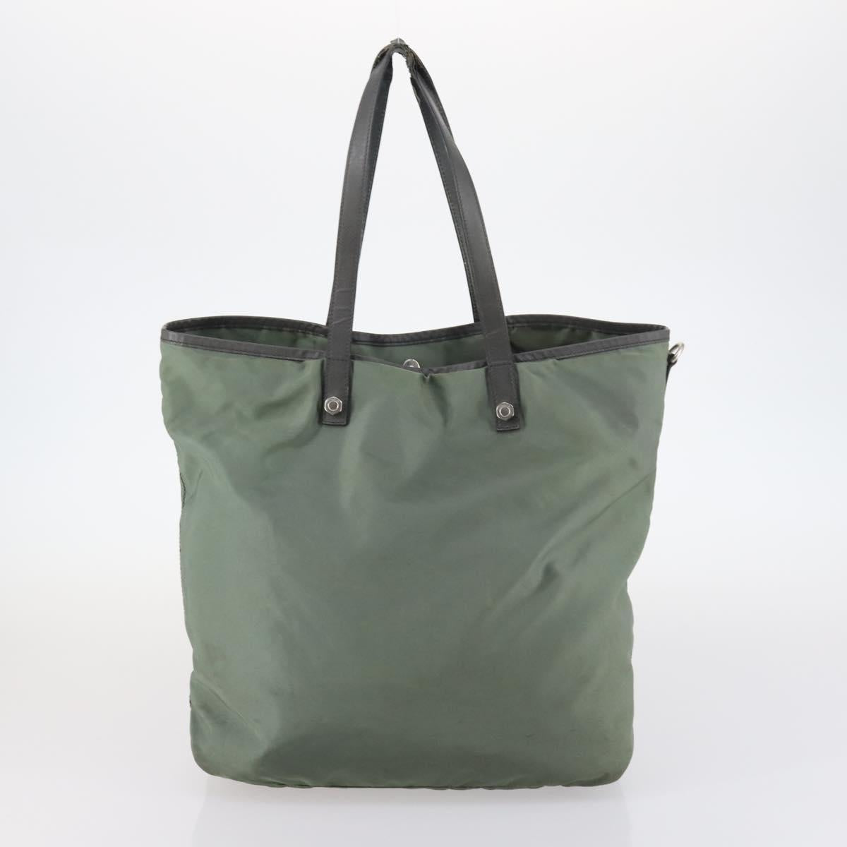 PRADA Shoulder Bag Nylon Leather 2Set Khaki Black Auth gh1001