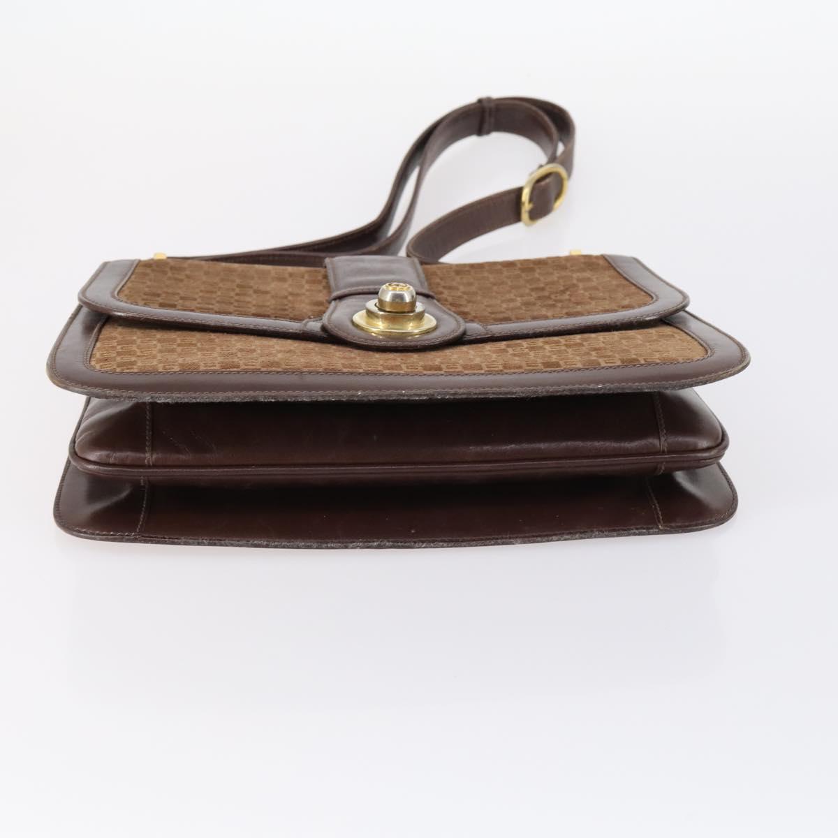 GUCCI Bamboo Shoulder Bag Suede nylon 3Set Black Brown Auth gh1005