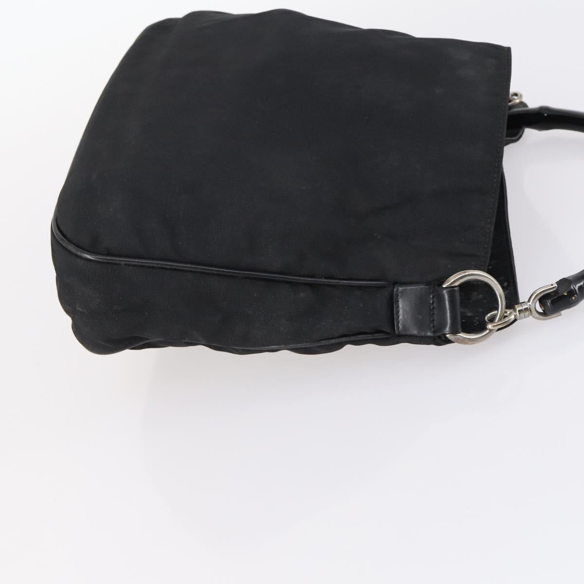 GUCCI Bamboo Shoulder Bag Suede nylon 3Set Black Brown Auth gh1005