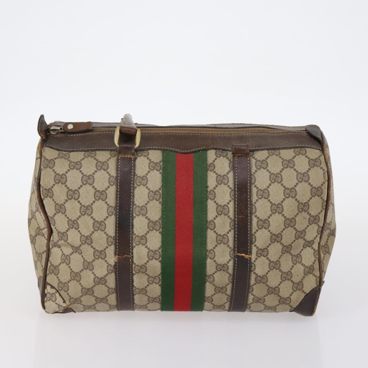 GUCCI GG Supreme Web Sherry Line Shoulder Bag PVC 2Set Beige Auth gh1006