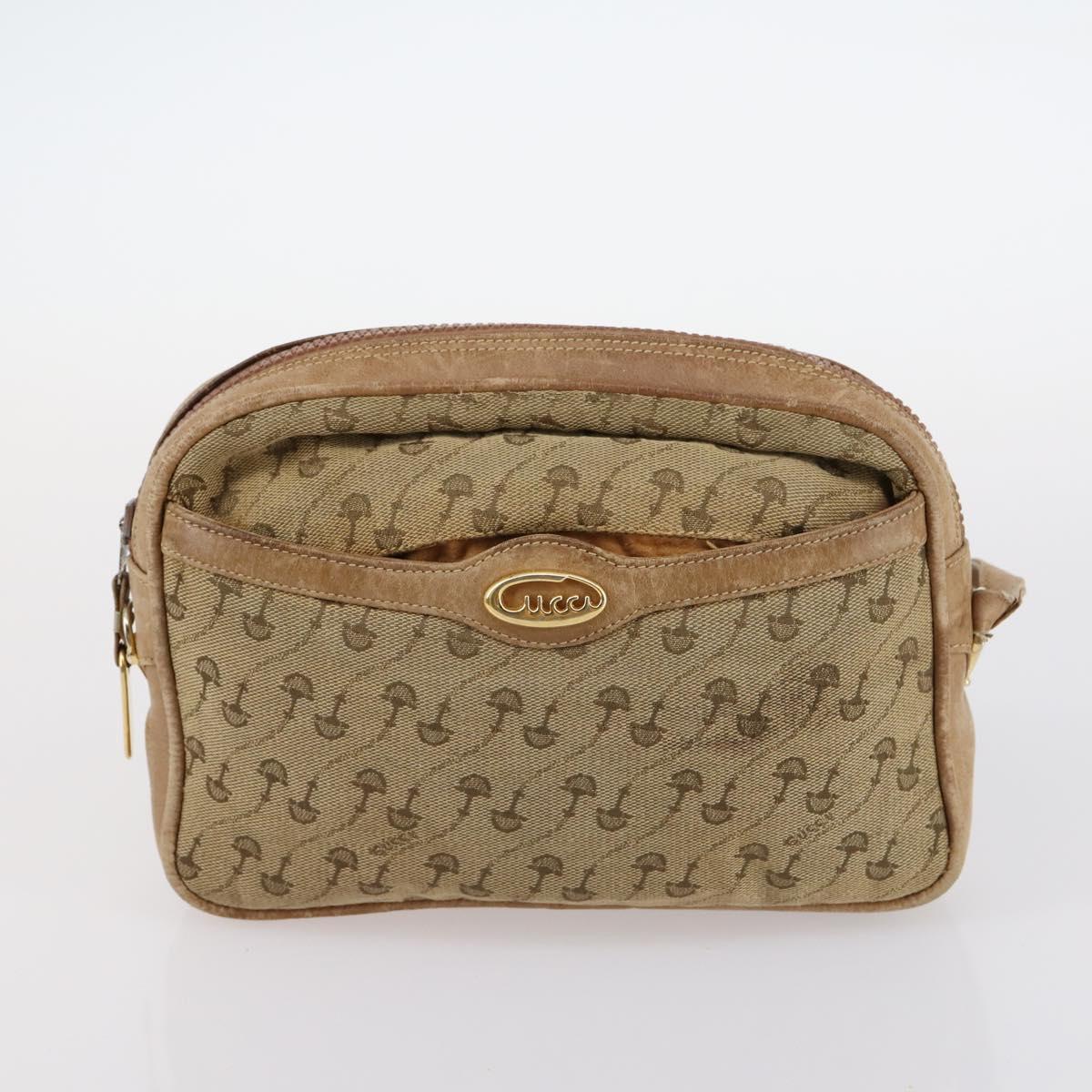 GUCCI Micro GG Supreme Shoulder Bag Canvas Leather 4Set Black Beige Auth gh1007