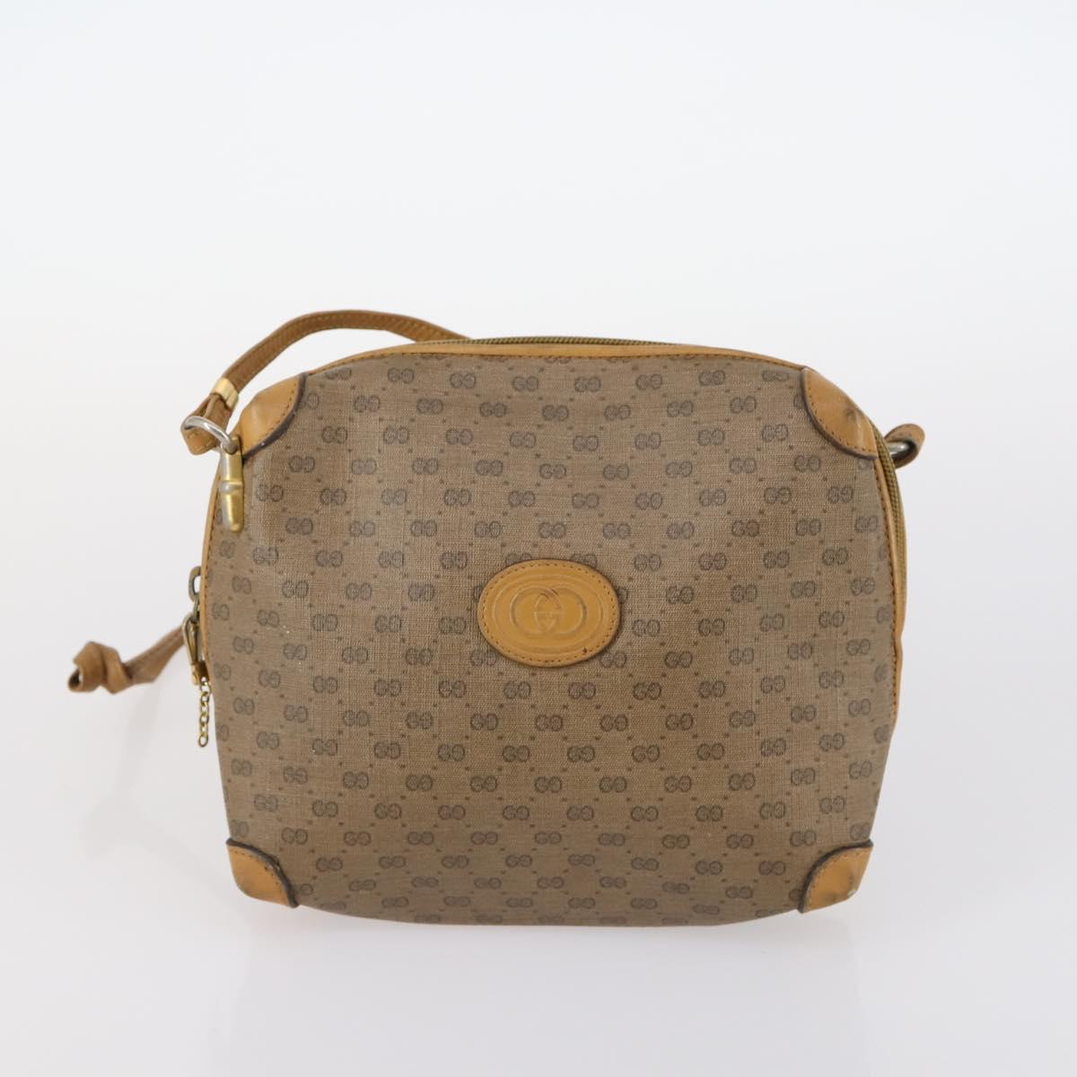GUCCI Micro GG Supreme Shoulder Bag Canvas Leather 4 Set Black Beige Auth gh1007