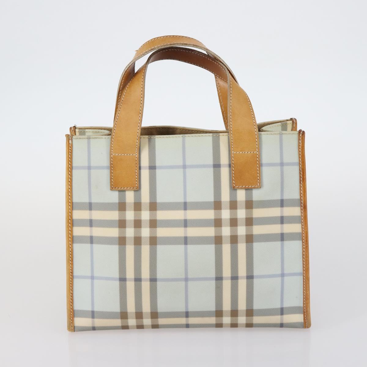 BURBERRY Nova Check Tote Bag PVC 2Set Light Blue Beige Auth gh1008
