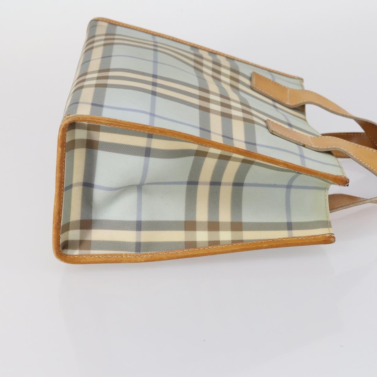 BURBERRY Nova Check Tote Bag PVC 2Set Light Blue Beige Auth gh1008