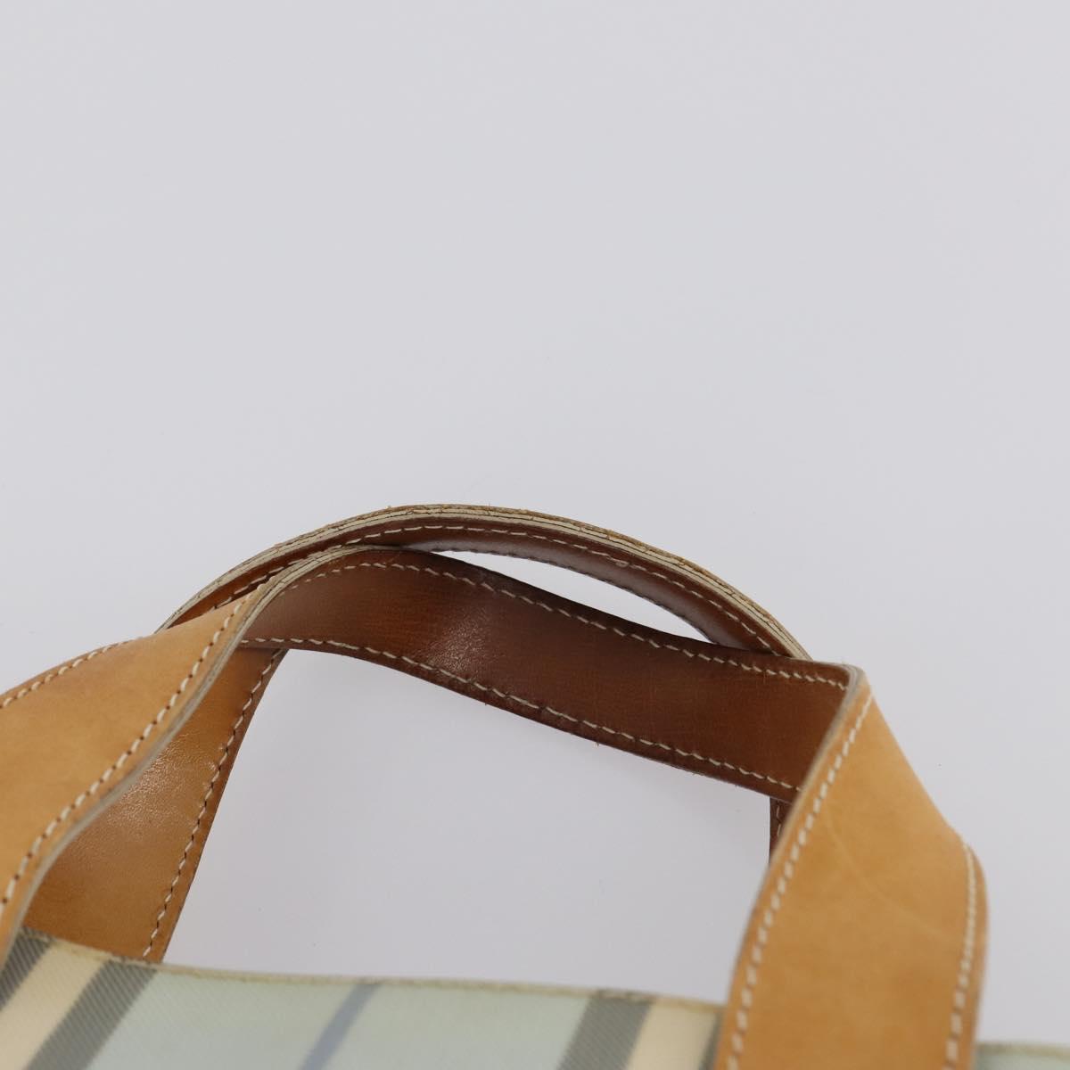BURBERRY Nova Check Tote Bag PVC 2Set Light Blue Beige Auth gh1008