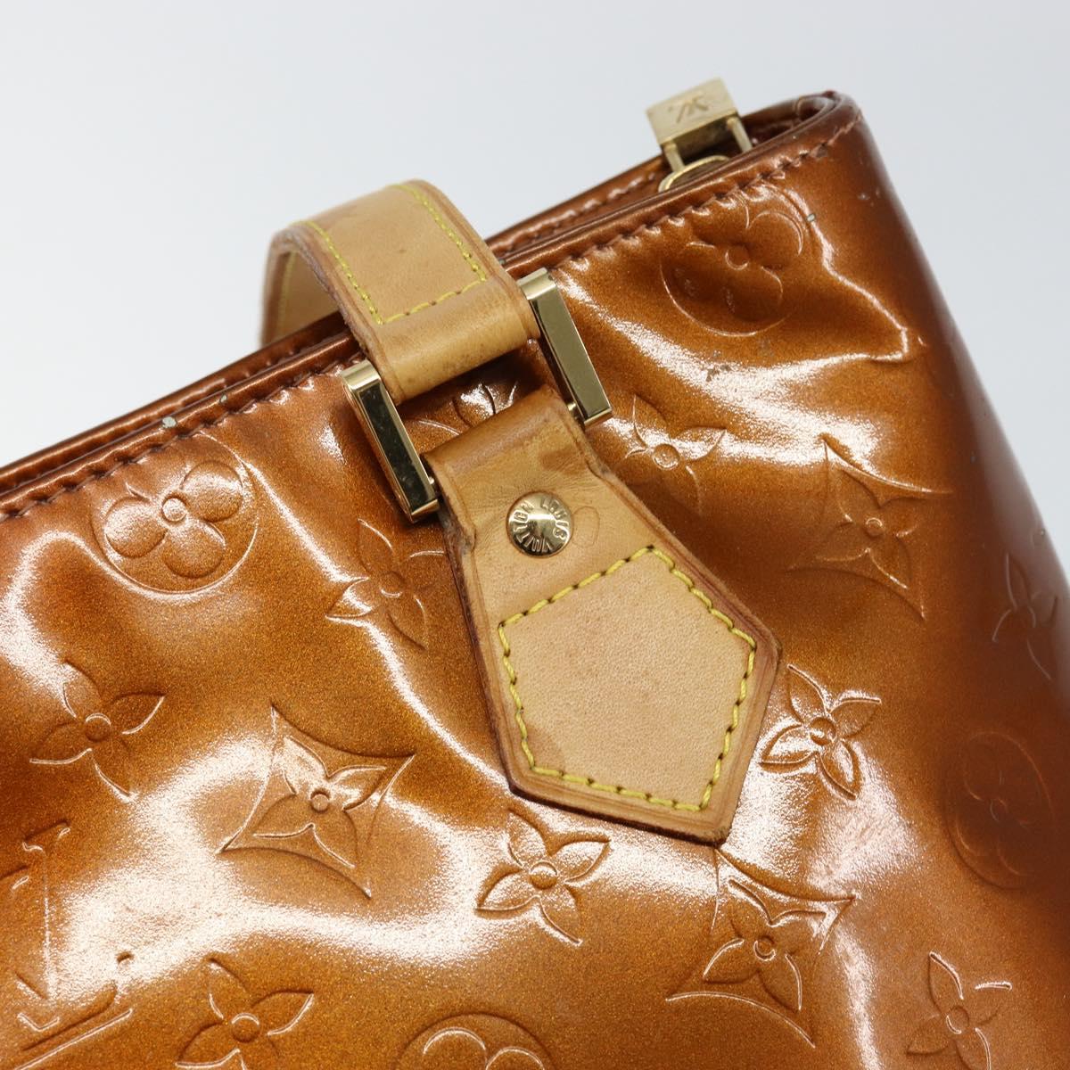 LOUIS VUITTON Monogram Vernis Houston Hand Bag Bronze M91122 LV Auth gh1057