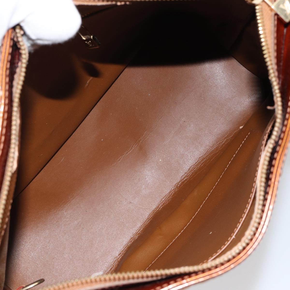 LOUIS VUITTON Monogram Vernis Houston Hand Bag Bronze M91122 LV Auth gh1057