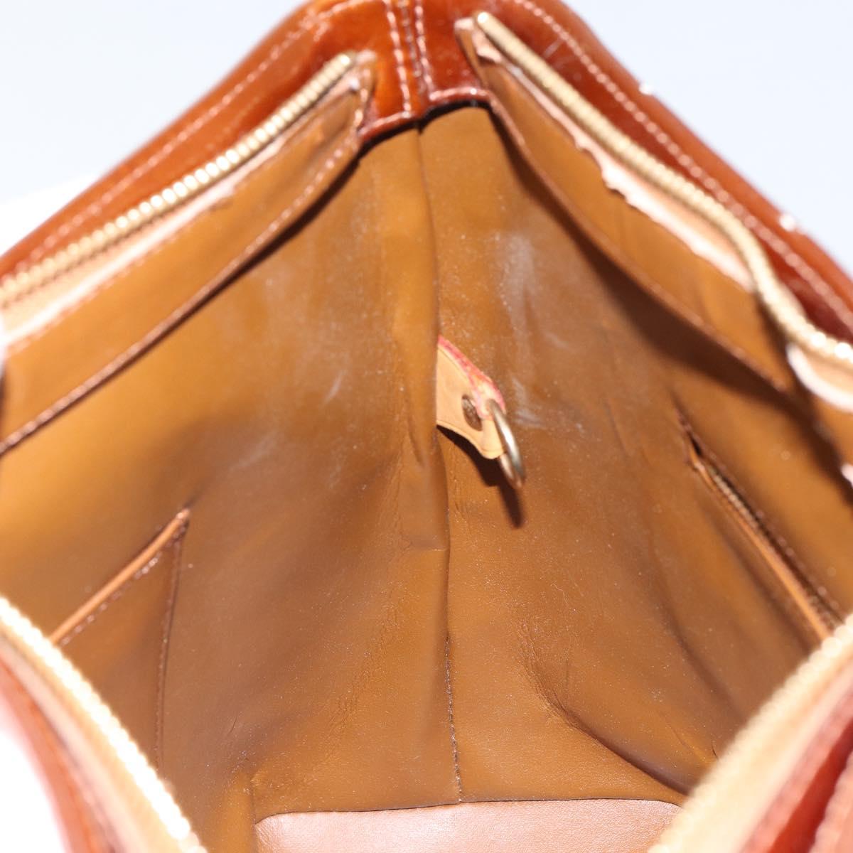 LOUIS VUITTON Monogram Vernis Houston Hand Bag Bronze M91122 LV Auth gh1057