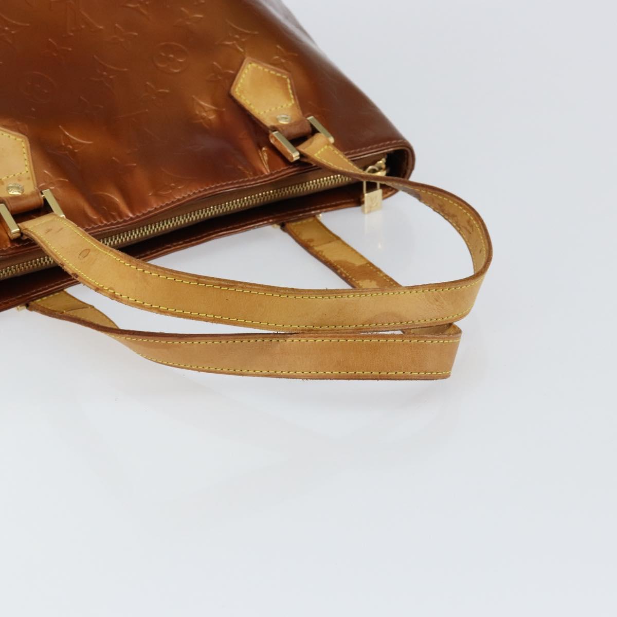 LOUIS VUITTON Monogram Vernis Houston Hand Bag Bronze M91122 LV Auth gh1057