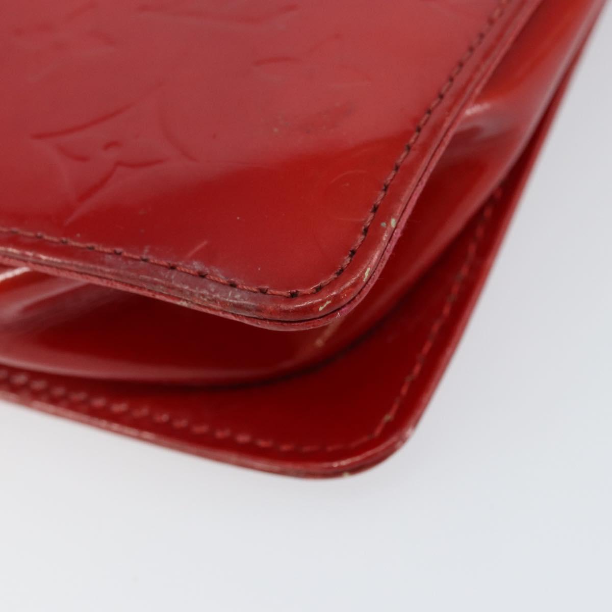 LOUIS VUITTON Monogram Vernis Motto Accessory Pouch Red M91137 LV Auth gh1058