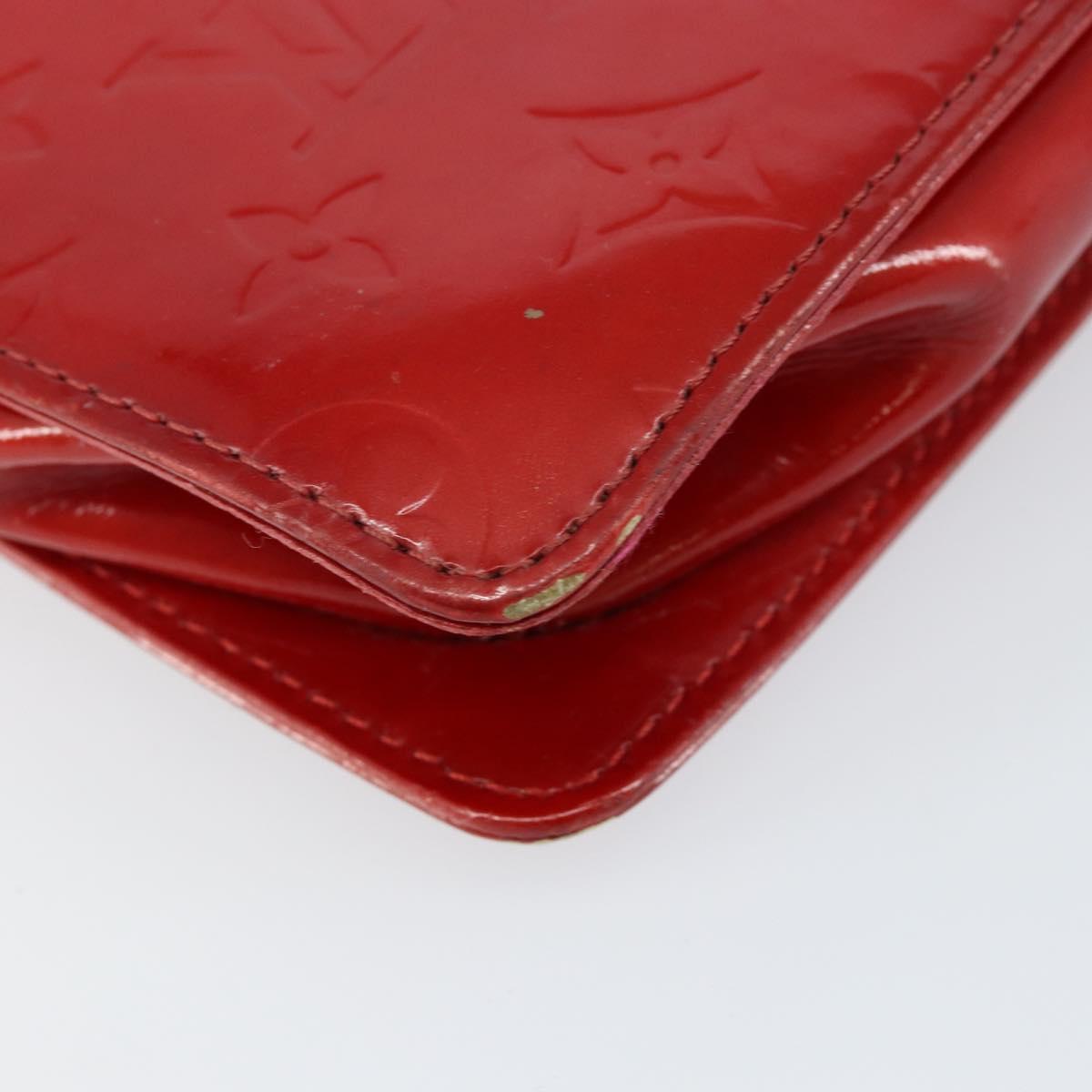 LOUIS VUITTON Monogram Vernis Motto Accessory Pouch Red M91137 LV Auth gh1058