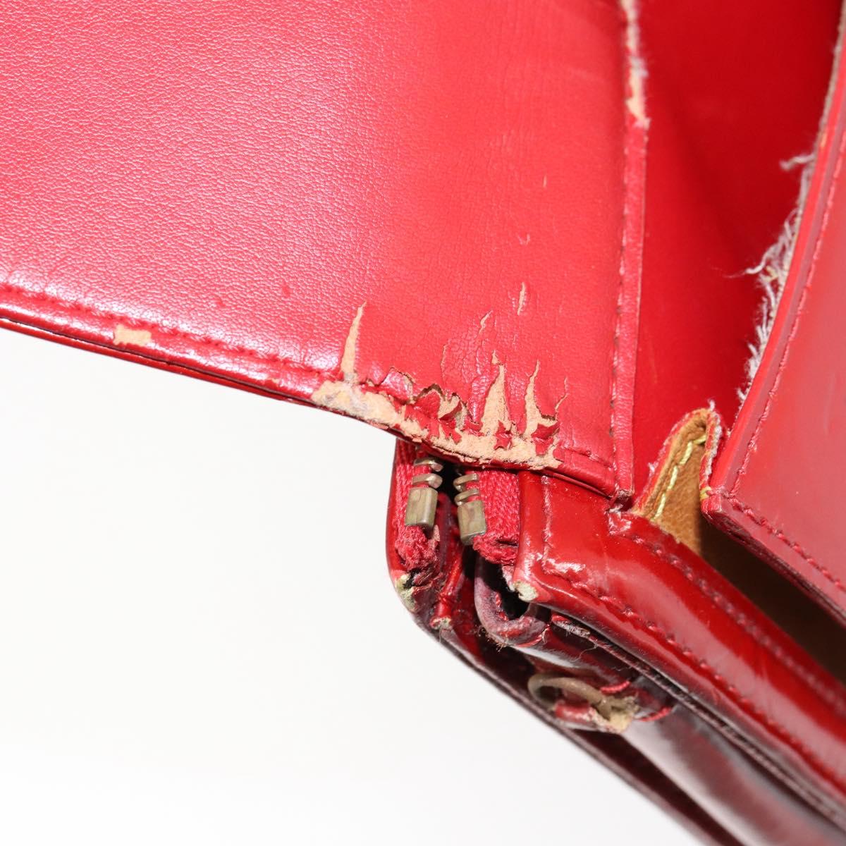 LOUIS VUITTON Monogram Vernis Motto Accessory Pouch Red M91137 LV Auth gh1058