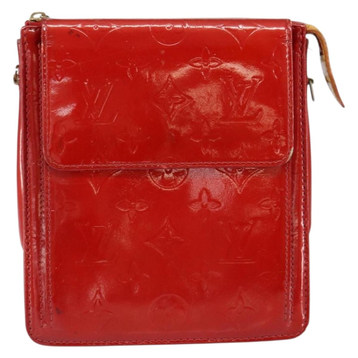 LOUIS VUITTON Monogram Vernis Motto Accessory Pouch Red M91137 LV Auth gh1058