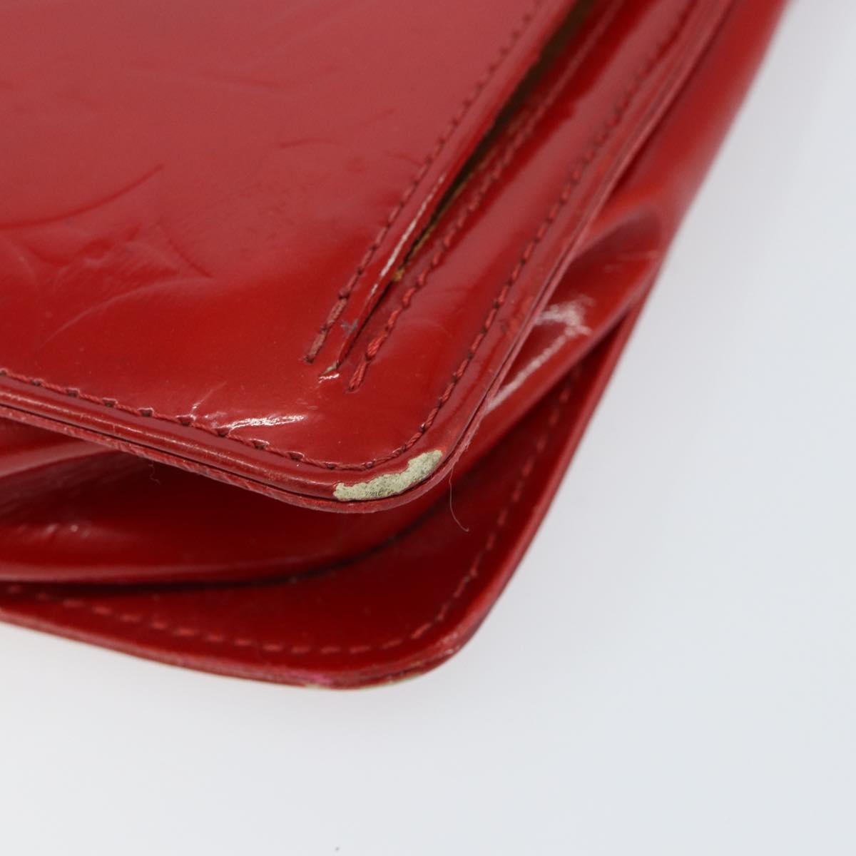 LOUIS VUITTON Monogram Vernis Motto Accessory Pouch Red M91137 LV Auth gh1058