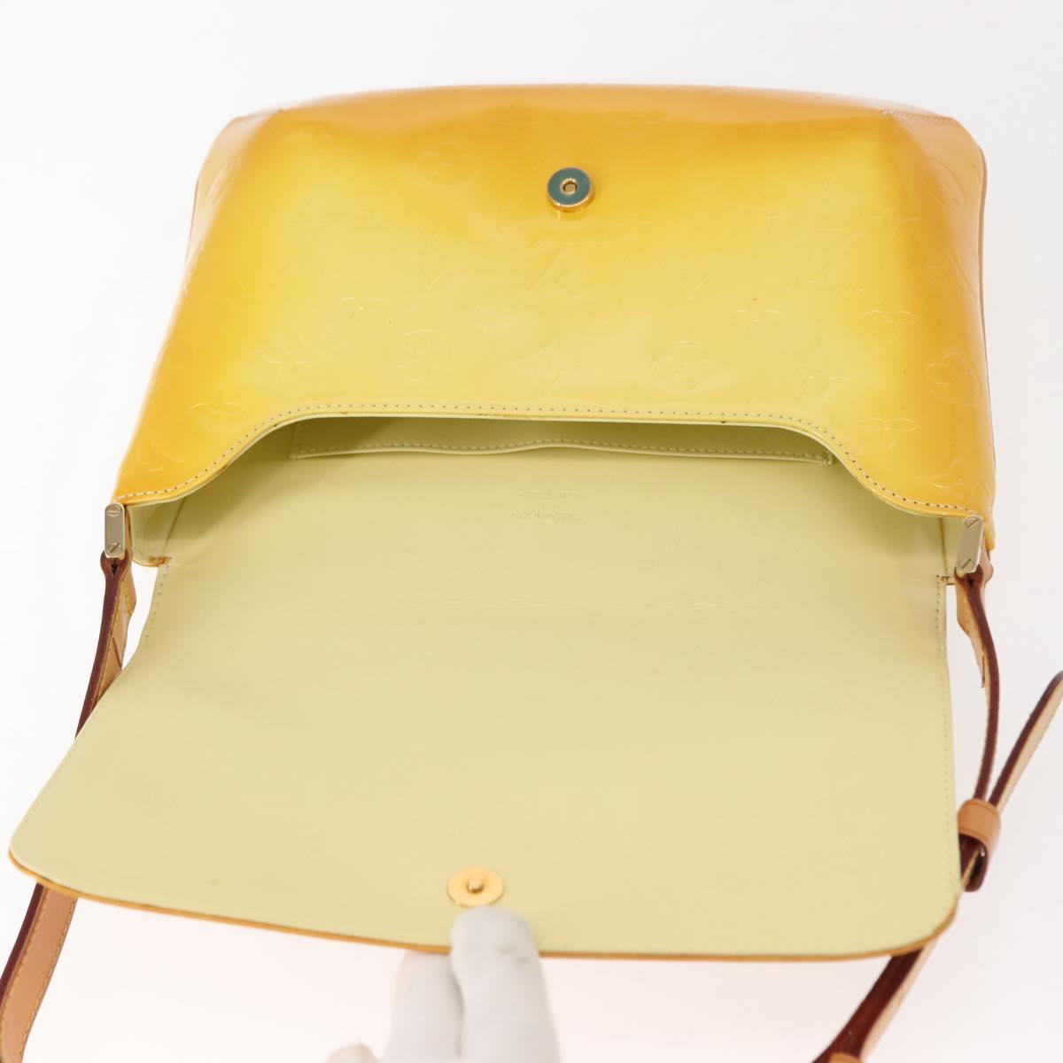 LOUIS VUITTON Monogram Vernis Thompson Street Bag Lime Yellow M91071 Auth gh1059
