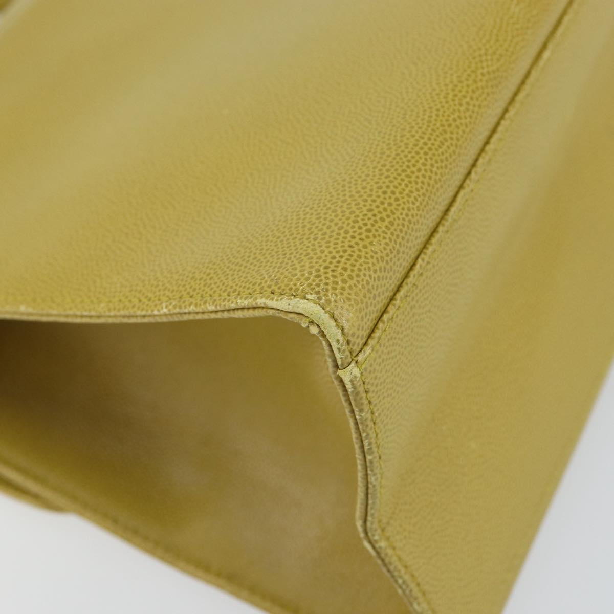 CHANEL Twist Shoulder Bag Caviar Skin Green Gold CC Auth gh1064