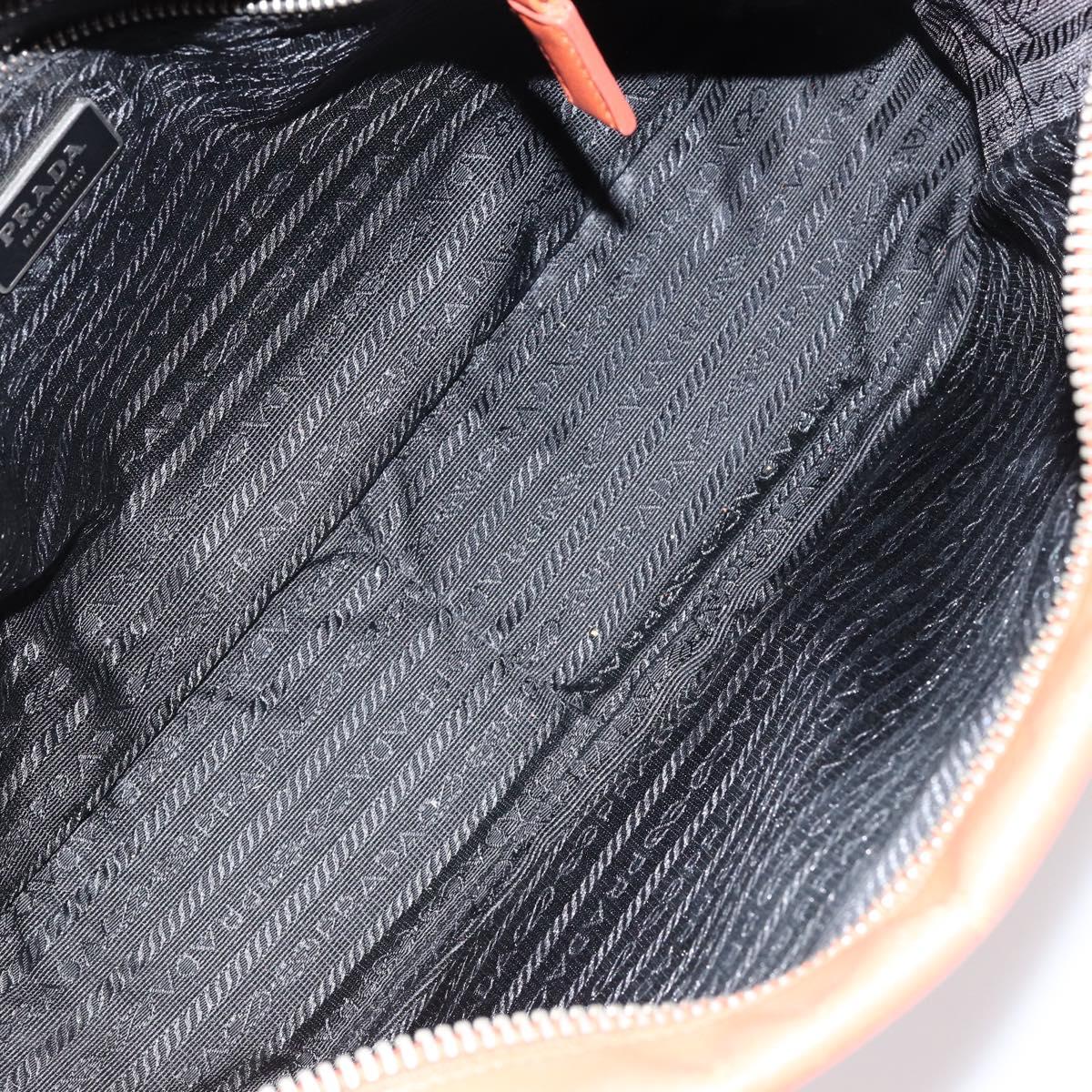 PRADA Shoulder Bag Leather Orange Silver Auth gh1065