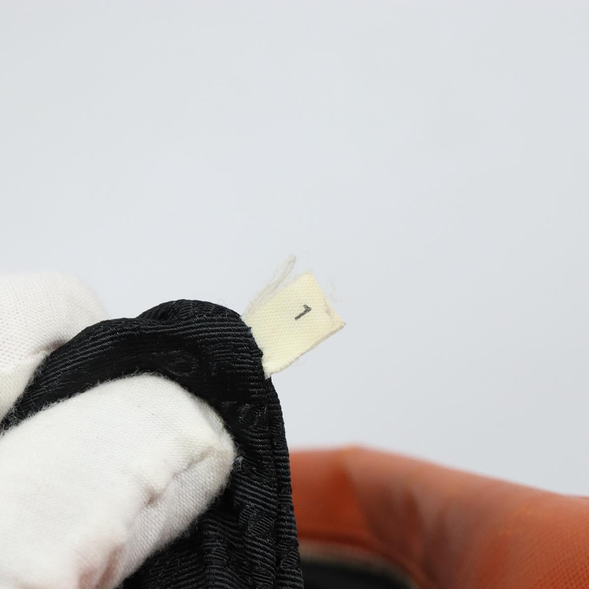 PRADA Shoulder Bag Leather Orange Silver Auth gh1065