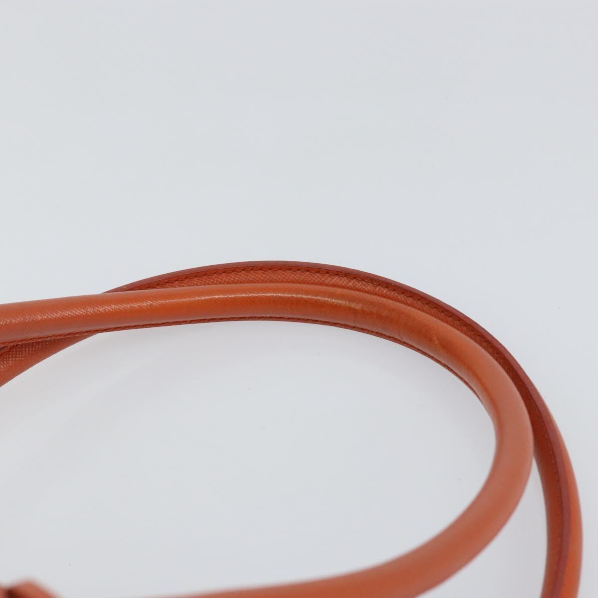 PRADA Shoulder Bag Leather Orange Silver Auth gh1065