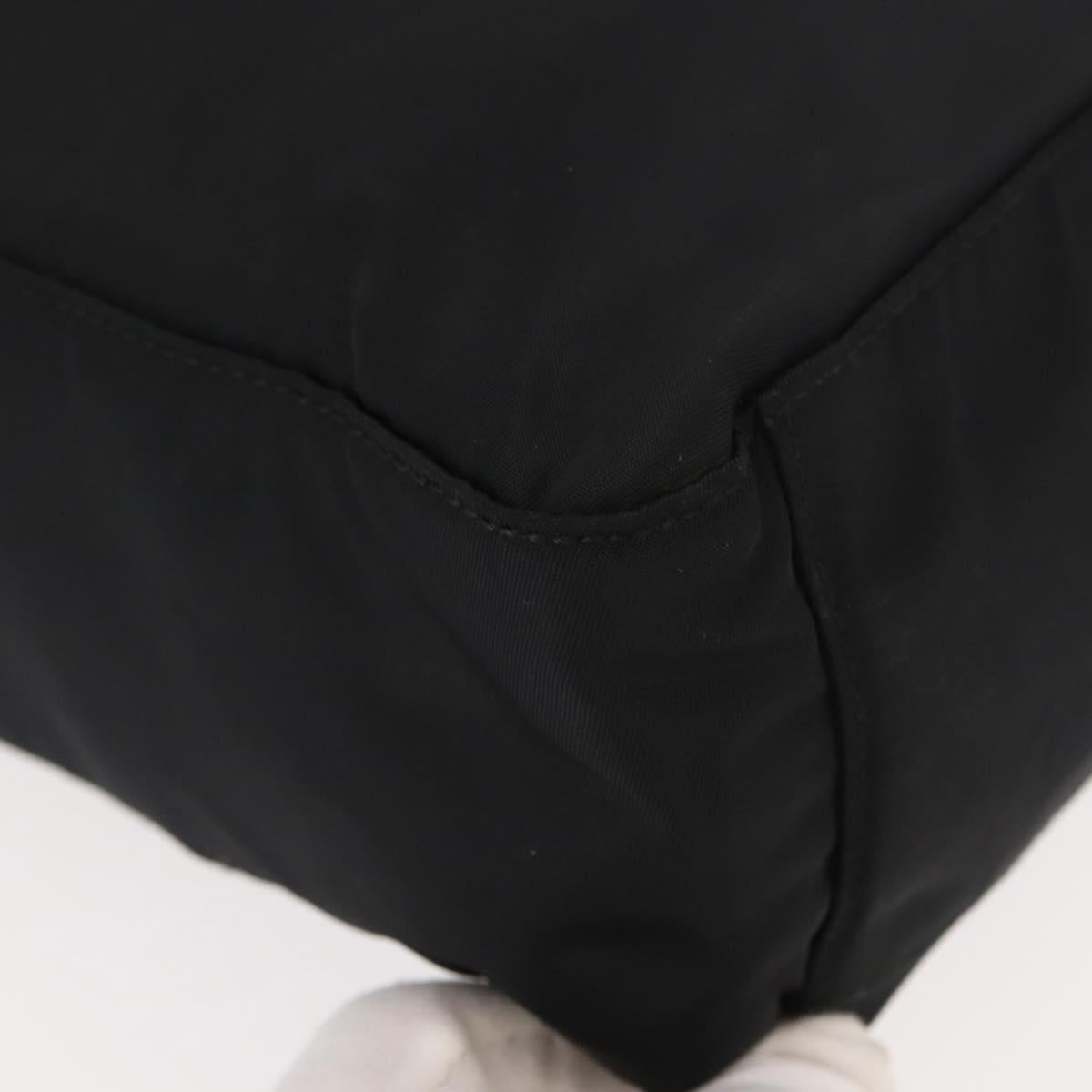 PRADA Tote Bag Nylon Black Silver Auth gh1067