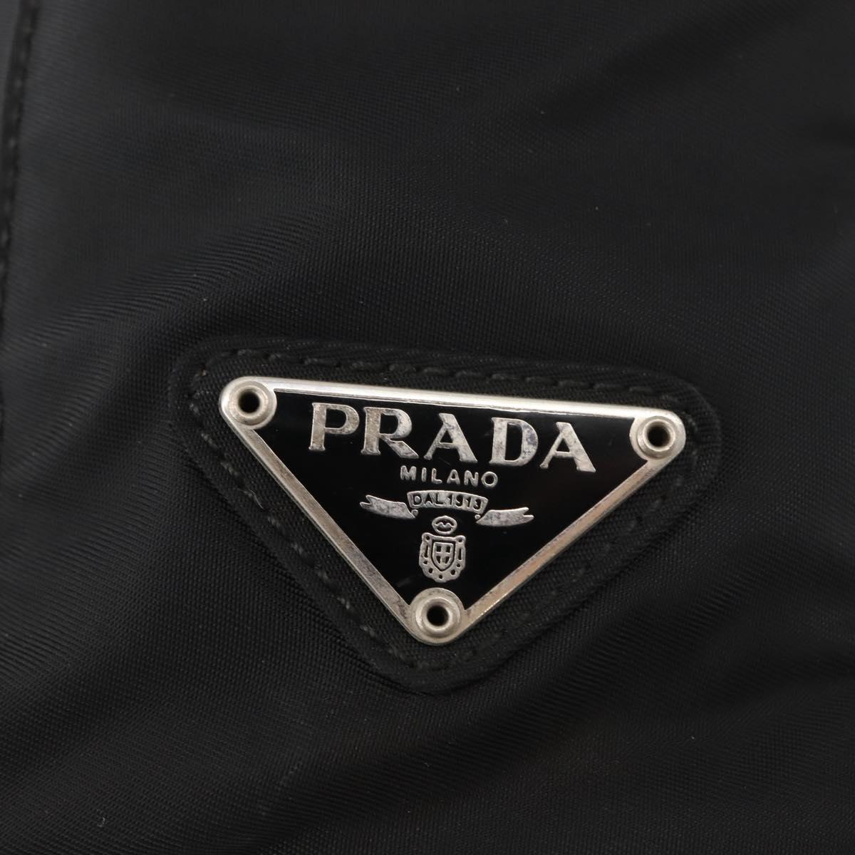 PRADA Tote Bag Nylon Black Silver Auth gh1067